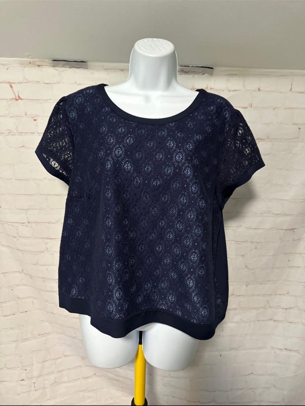 NWT LC Lauren Conrad Navy
Crochet Lace Bow Back Top XL